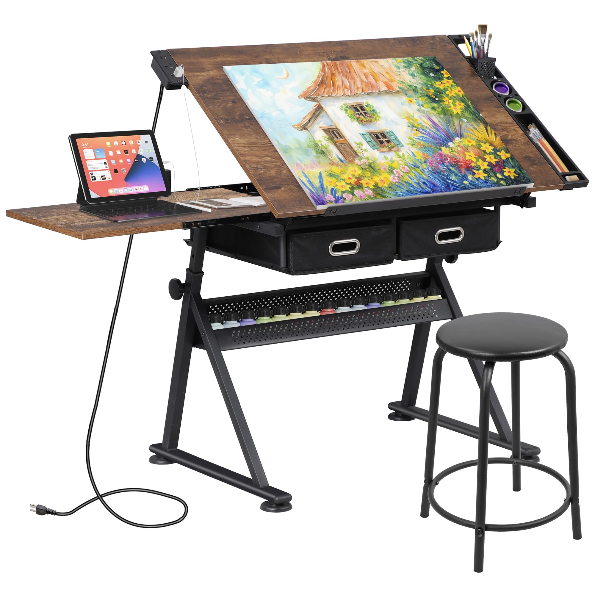 Art Craft Us - Adjustable Drafting Table with Stool Tilting