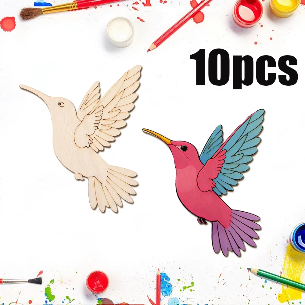 Art Craft Us - 10pcs Unfinished Wood Animal Bird Cutouts,Wooden