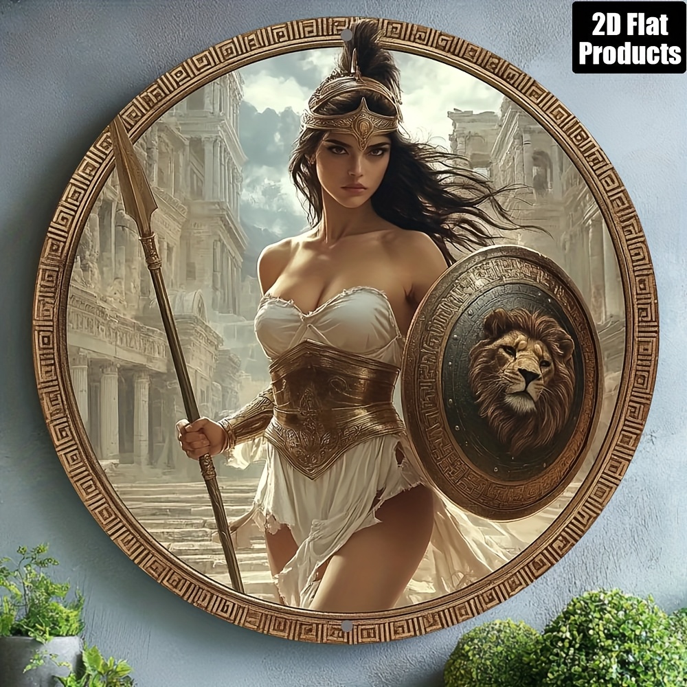 Art Craft Kitchen - Vintage Greek Warrior Round Aluminum Wall