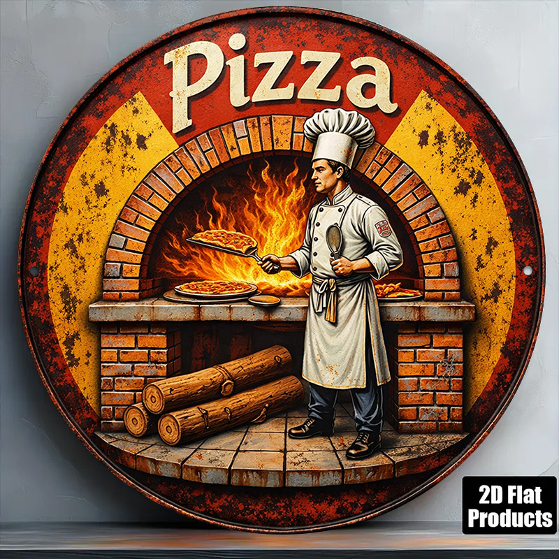Art Craft Kitchen - 2D Retro Metal Sign, Vintage Pizza