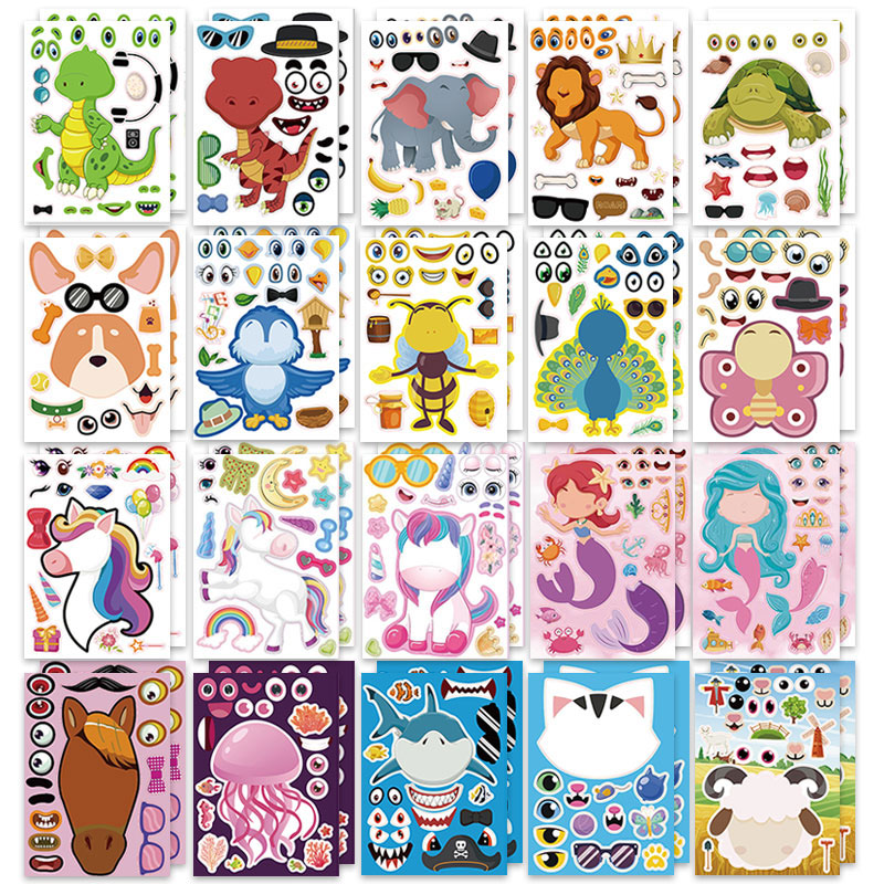 12/24 Sheets Make a Face Stick - Art And Craft Zoo Animals review and price