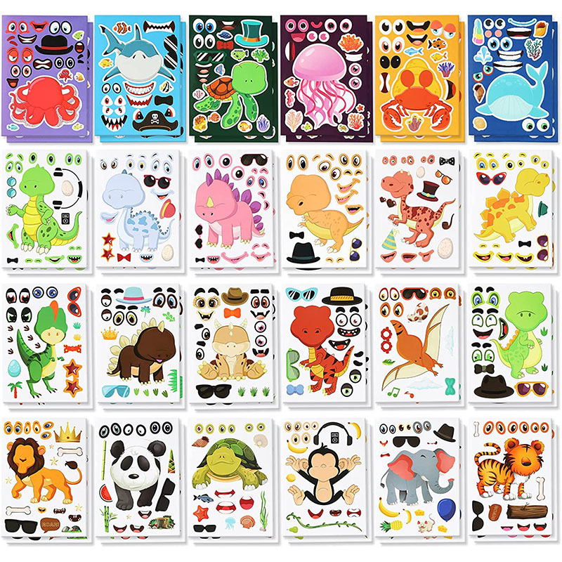 12/24 Sheets Make a Face Stick - Art And Craft Zoo Animals review and price