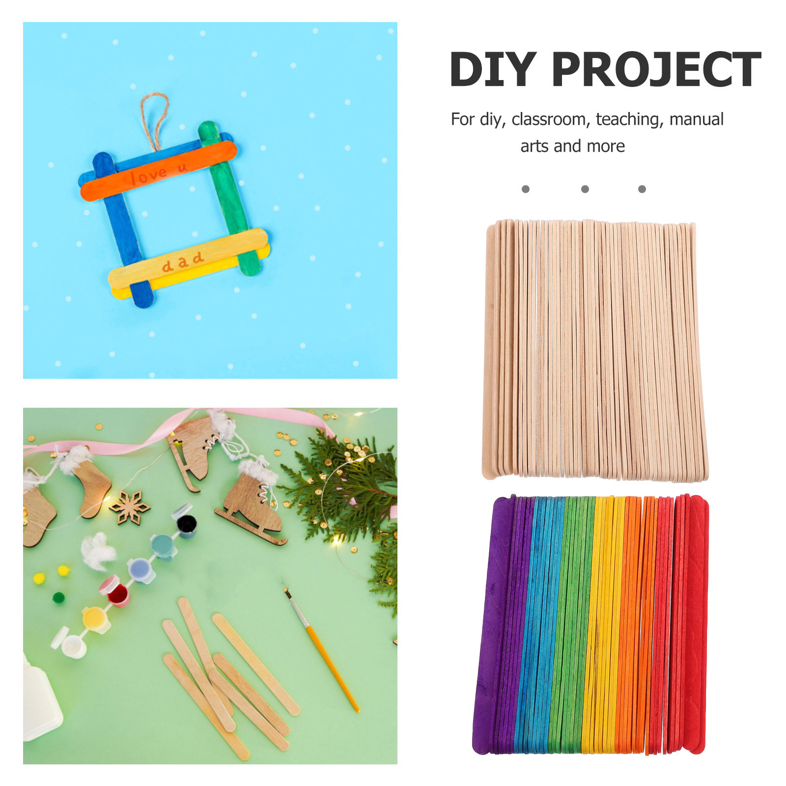 200Pcs Bright Colored Wood Ice - Art Craft Jumbo review and price