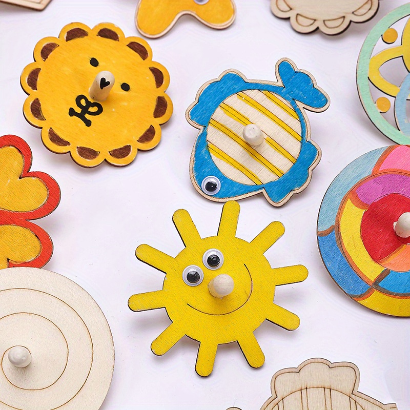 16pcs wooden spinning top craf - Art Craft Ideas For Kids review and price